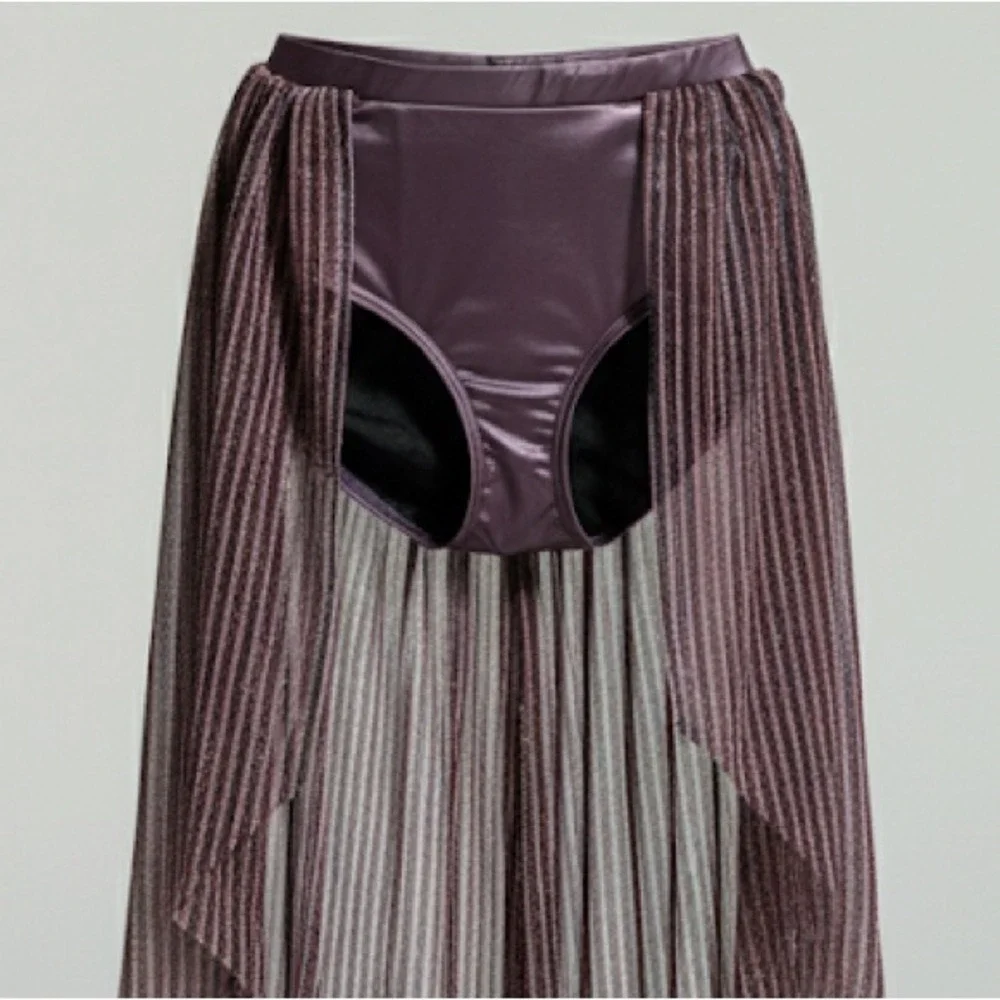 Double Platinum purple shimmer Halter Crop Top and Skirt Kids Dance Costume‎ AXS